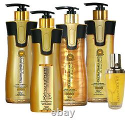 Keratin Cure Gold & Honey V2 Strong Ethnic Straight Best Hair Treatment 5 Pc Kit