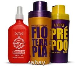 Keratin Fioterapia 500ml + Dnaplex Booster 250ml + Pre-poo Purple 250m SET Everk