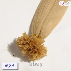 Keratin Fusion Glued Nail U Tip 1G Pre Bonded Remy Human Hair Extensions 16-24