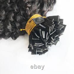 Keratin Fusion Hair Extensions Flat Tip Human Hair Pre Bonded Nail Tip In Hair