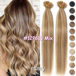 Keratin Fusion Nail U Tip Real Human Remy Hair Extensions Pre-Bonded Highlight