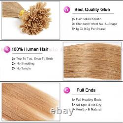 Keratin Fusion U Tip Hair Extensions Pre Bonded Glue Remy Human Hair Nail Tip 1g