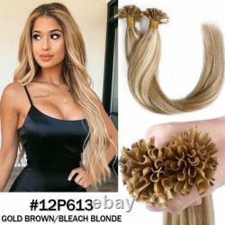 Keratin Glue U Nail Tip Russian Remy Human Hair Extensions Pre Bonded Straight X