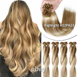 Keratin Nail U-Tip 100% Human Hair Extensions Pre Bonded Fusion 1g/s More Colors