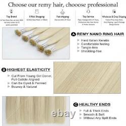 Keratin Nano Ring Tip Real REMY Human Hair Extensions Micro Beads Easy Link 1g/s