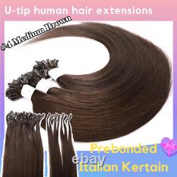 Keratin U Nail Tip Remy Human Hair Extensions Balayage Pre Bonded 100G Highlight