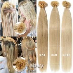 Keratine Fusion Pre bonded 100% Remy Human Hair U-Tip Nail Extensions Capsule US