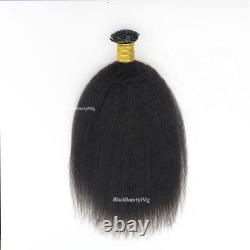 Kinky Straight Flat Tip Human Hair Extension Keratin Fusion Hair 100g 100Pcs