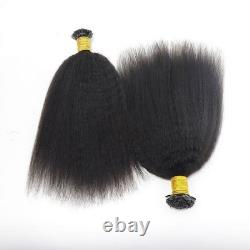 Kinky Straight Flat Tip Human Hair Extension Keratin Fusion Hair 100g 100Pcs