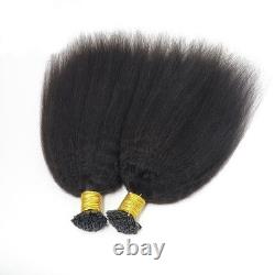 Kinky Straight Flat Tip Human Hair Extension Keratin Fusion Hair 100g 100Pcs