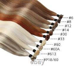 Kinky Yaki Flat Keratin Tip 100% Human Hair Extensions Fusion Hair Mixed Grey
