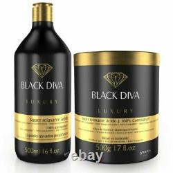 Kit Ybera BLACK DIVA 500mL+500g Brazilian Hair Keratin Treatment Acid Relaxation
