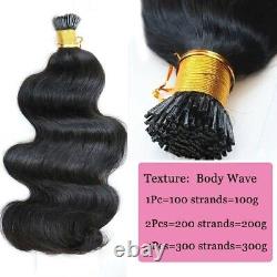 Loose Wave I Tip Human Hair Pre Bonded Keratin Stick In Hair Extension Body Wave