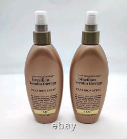Lot of 2 OGX Flat Iron Spray Ever Straightening + Brazilian Keratin Therapy