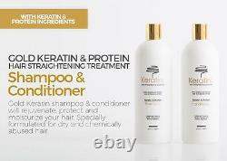 Luxury Gold Keratin Hair-Straightening 1-Day Treatment 7-Piece System WithGift Box