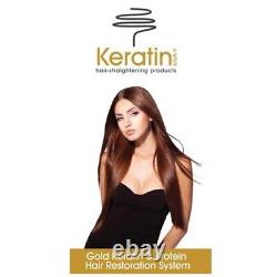 Luxury Gold Keratin Hair-Straightening 1-Day Treatment 7-Piece System WithGift Box