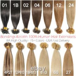 Nail Tip U Tip Pre-Bonded Keratin Premium Remy Human Hair Extensions Thick Ombre