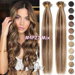 Nail U Tip Hair Extensions 100% Remy Human Hair Utip Keratin Bonding Long 16-24