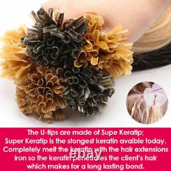 Nail U Tip Keratin Fusion Hair Extensions 100% Reak Remy Human Hair Russian Hair