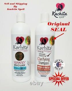Original Brazilian Keratin Treatment + Clarify Shampoo Kachita Spell Made in USA