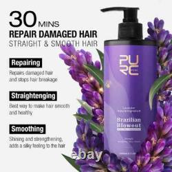 PURC 1000ML Brazilian Keratin Hair Treatment Straightener Lavender Hair 12%