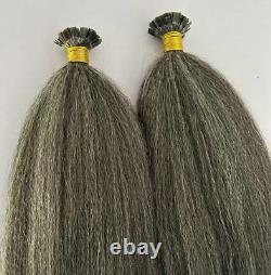 Pre Bonded Flat Tip U Nail Tip Keratin Fusion Kinky Yaki Remy Human Hair 100g