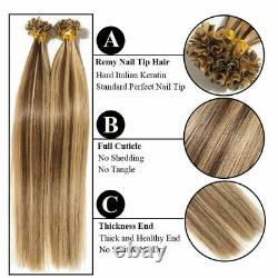 Pre-Bonded Hair Extensions Keratin Nail U Tip Remy Brazilian Human Hair16-26inch