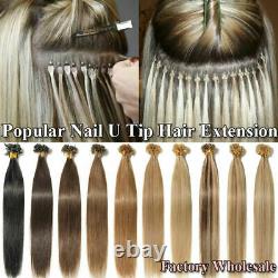 Pre-Bonded Hair Extensions Keratin Nail U Tip Remy Brazilian Human Hair16-26inch