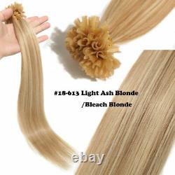 Pre-Bonded Keratin Nail U Tip Russian Remy Human Hair Extensions Full Head Thick