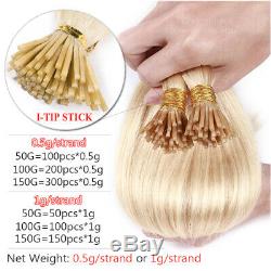 Pre Bonded Keratin Stick I Tip 100% Remy Human Hair Extensions Nano Ring Bead 1G