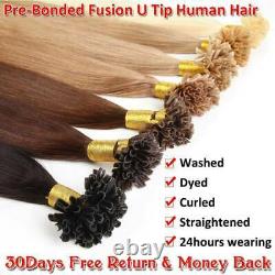 Pre Bonded Keratin U Nail Tip Remy Human Hair Extensions Thick Full Head100-200s