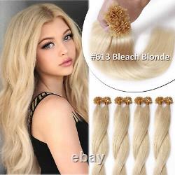 Premium Nail U-Tip Remy Human Hair Extensions Pre Bonded Fusion Keratin 8-24inch