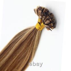 Remy 100%Human Hair Keratin Nail U-Tip Double Drawn Italy Glue Pre Bonded 100g