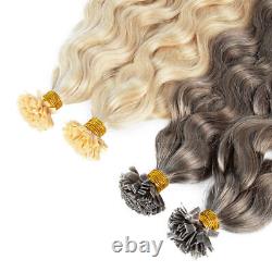 Remy Flat Tip Curly Wavy Keratin Human Hair Extension Fusion 100 Strands 70g