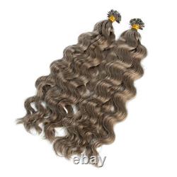 Remy Flat Tip Curly Wavy Keratin Human Hair Extension Fusion 100 Strands 70g