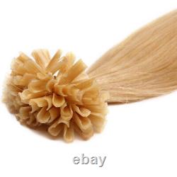 Remy Human Hair Extensions 100S Pre Bonded Nail Keratin U Tip Glue Hair 1g 0.5g