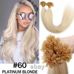 Russian Pre Bonded Keratin Nail U Tip 100%Real Human Remy Hair Extensions Blonde
