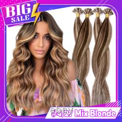 Russian Pre Bonded U-Tip Nail Keratin Human Hair Extensions Remy Hair Thick 0.5G