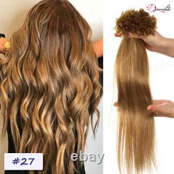 Russian Remy Nail U Tip Human Hair Extensions Fusion Keratin Pre Bonded Straight