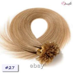 Russian Remy Nail U Tip Human Hair Extensions Fusion Keratin Pre Bonded Straight