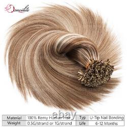 Russian THICK Pre Bonded U-Tip Nail 100% Human Remy Hair Extensions Glue Keratin