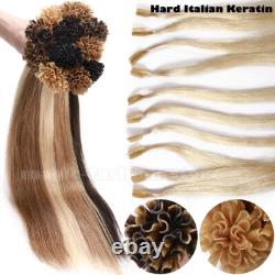 Russian U Tip Nail Remy Human Hair Extensions Pre Bonded Keratin THICK/Balayage