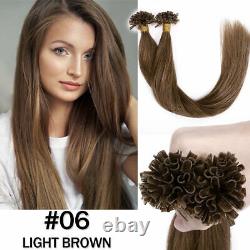 Russian U-Tip Pre Bonded Nail Tip Remy Human Hair Extensions Keratin Bonding USA