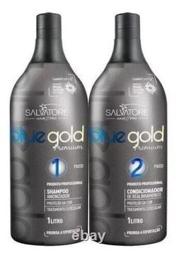 SALVATORE GOLD BLUE PREMIUM BRAZILIAN KERATIN TREATMENT PROGRESSIVE BRUSH 2x1L
