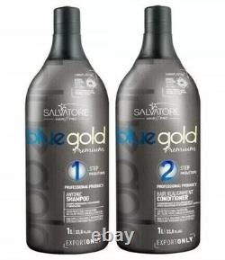 SALVATORE GOLD BLUE PREMIUM BRAZILIAN KERATIN TREATMENT PROGRESSIVE BRUSH 2x1L