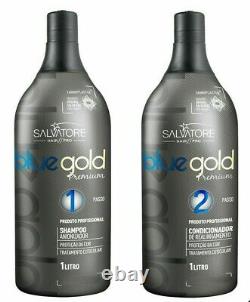 Salvatore Blue Gold Premium Brazilian Keratin Progressive Brush Hair Straighteni