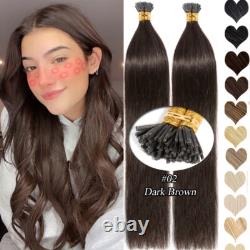 Stick I Tip Hair Extensions Keratin Fusion Real Remy Human Hair Full Head 16-24