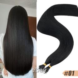 Straight Crystal Human Hair Extensions Nano Keratin European Elastic Ring Links