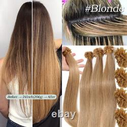 THICK 1G Fusion Keratin Nail U Tip 100% Remy Human Hair Extensions Pre Bonded