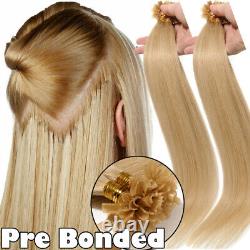 THICK Keratin Nail UTip 100% Human Hair Extensions Pre Bonded Platinum Blonde 8A